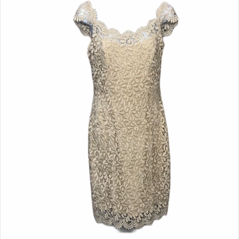 Betsy & Adam Gold Lace Dress